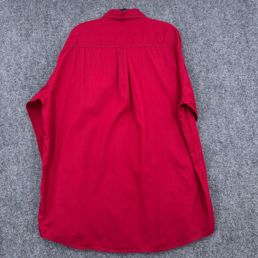 Cinch Button Down Shirt Mens XXL 100% Cotton Red‎ Long Sleeve